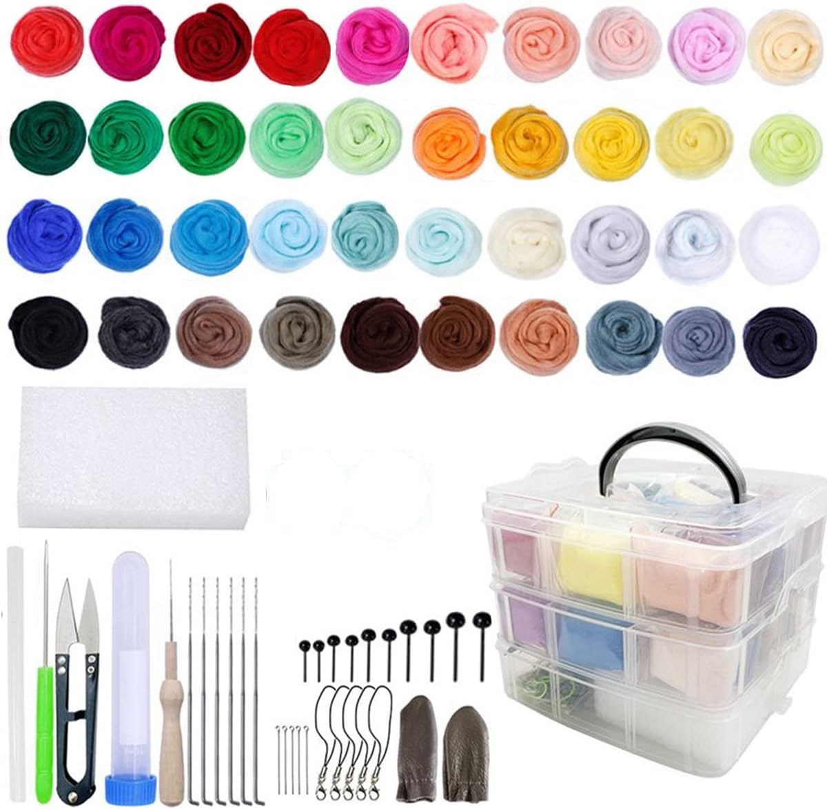 Needle Felting Kit with Storage Box - 40 Colours