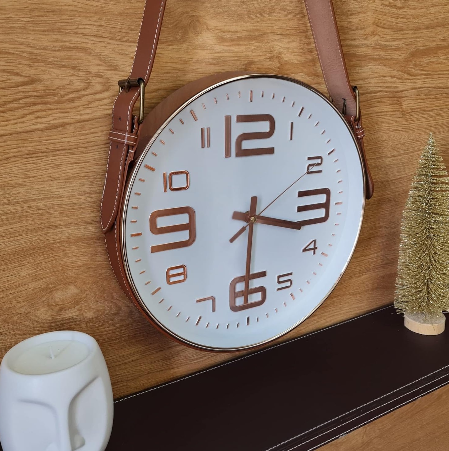 Wall Clock with Vintage Style Strap - 30CM - Image 2