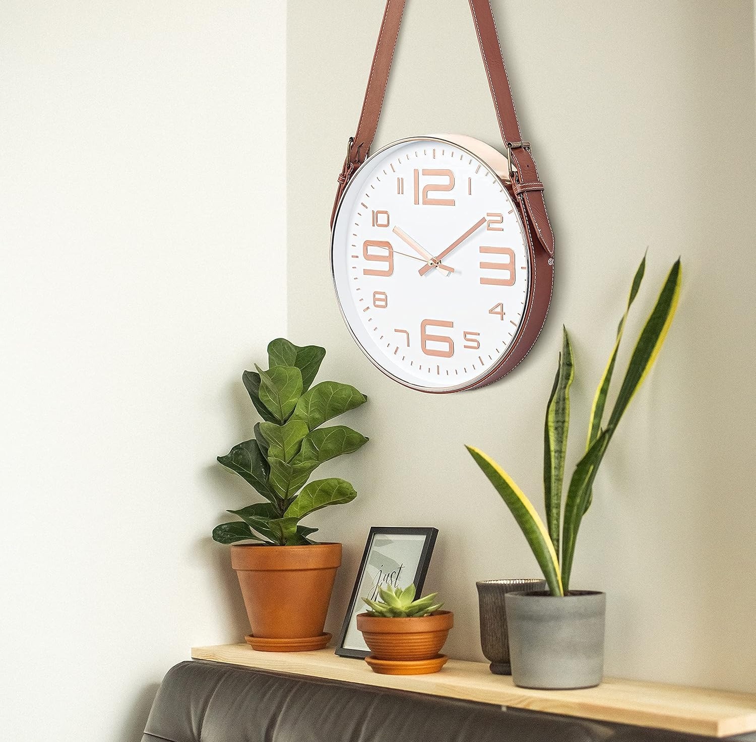 Wall Clock with Vintage Style Strap - 30CM - Image 3