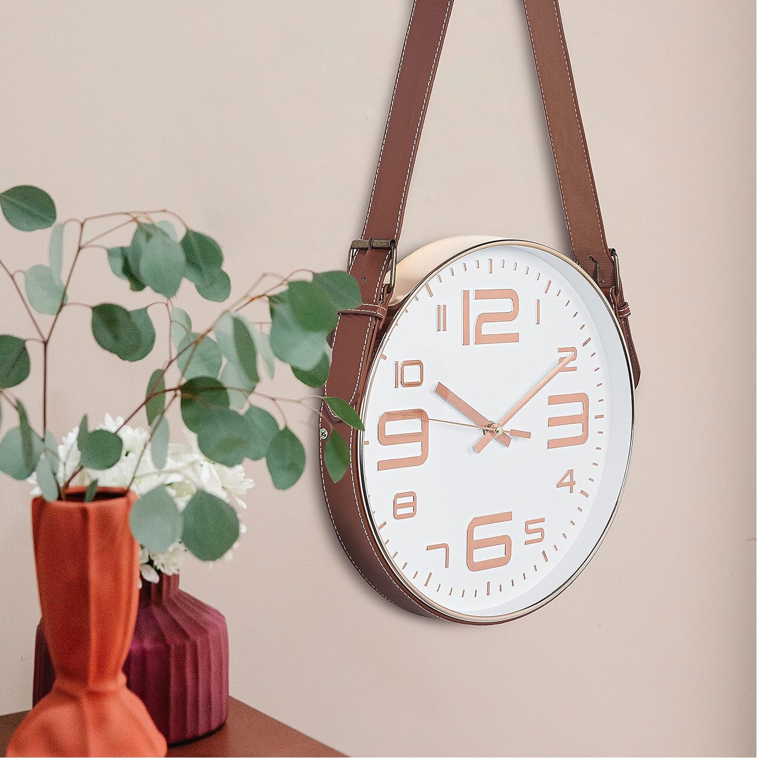 Wall Clock with Vintage Style Strap - 30CM - Image 4