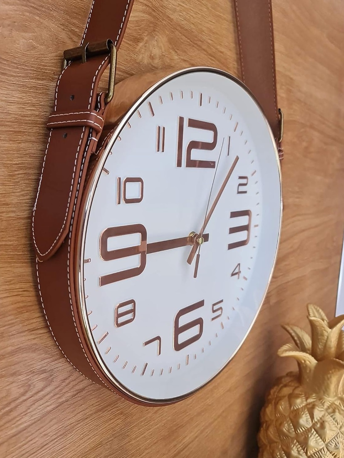 Wall Clock with Vintage Style Strap - 30CM - Image 5
