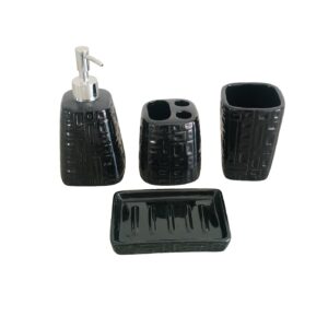 4 Piece Ceramic Bathroom Set - Black