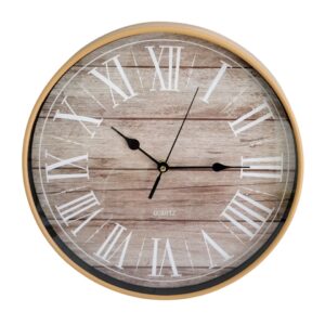 Wall Clock with Brown Frame - 28CM