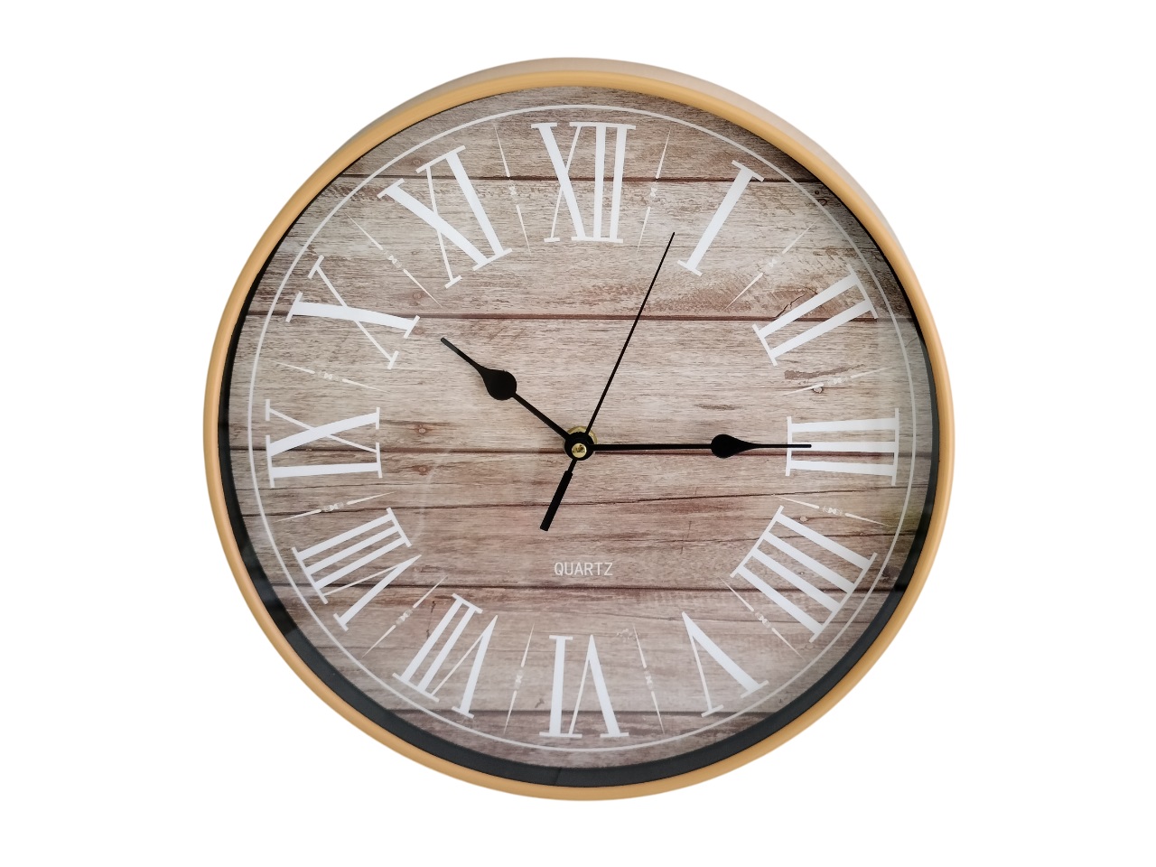 Wall Clock with Brown Frame - 28CM