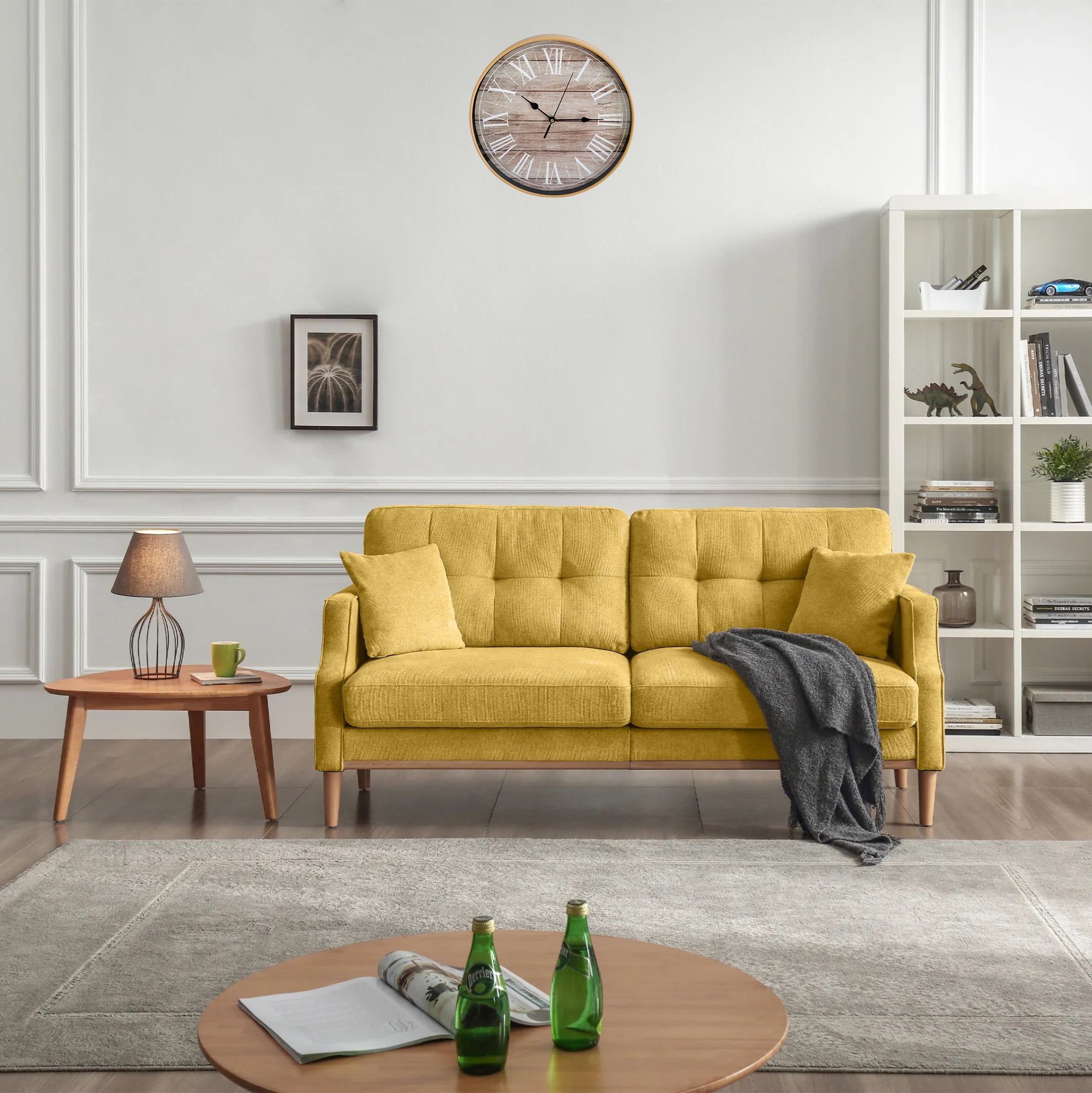 Wall Clock with Brown Frame - 28CM - Image 4