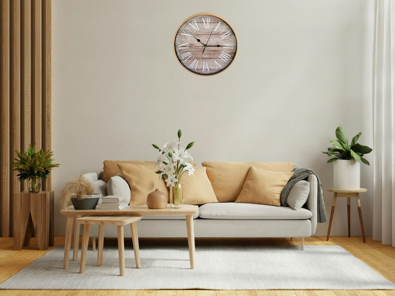 Wall Clock with Brown Frame - 28CM - Image 5