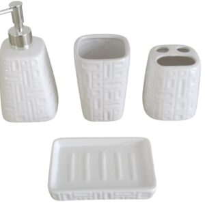 Ceramic Bathroom Set - White - 4 Piece