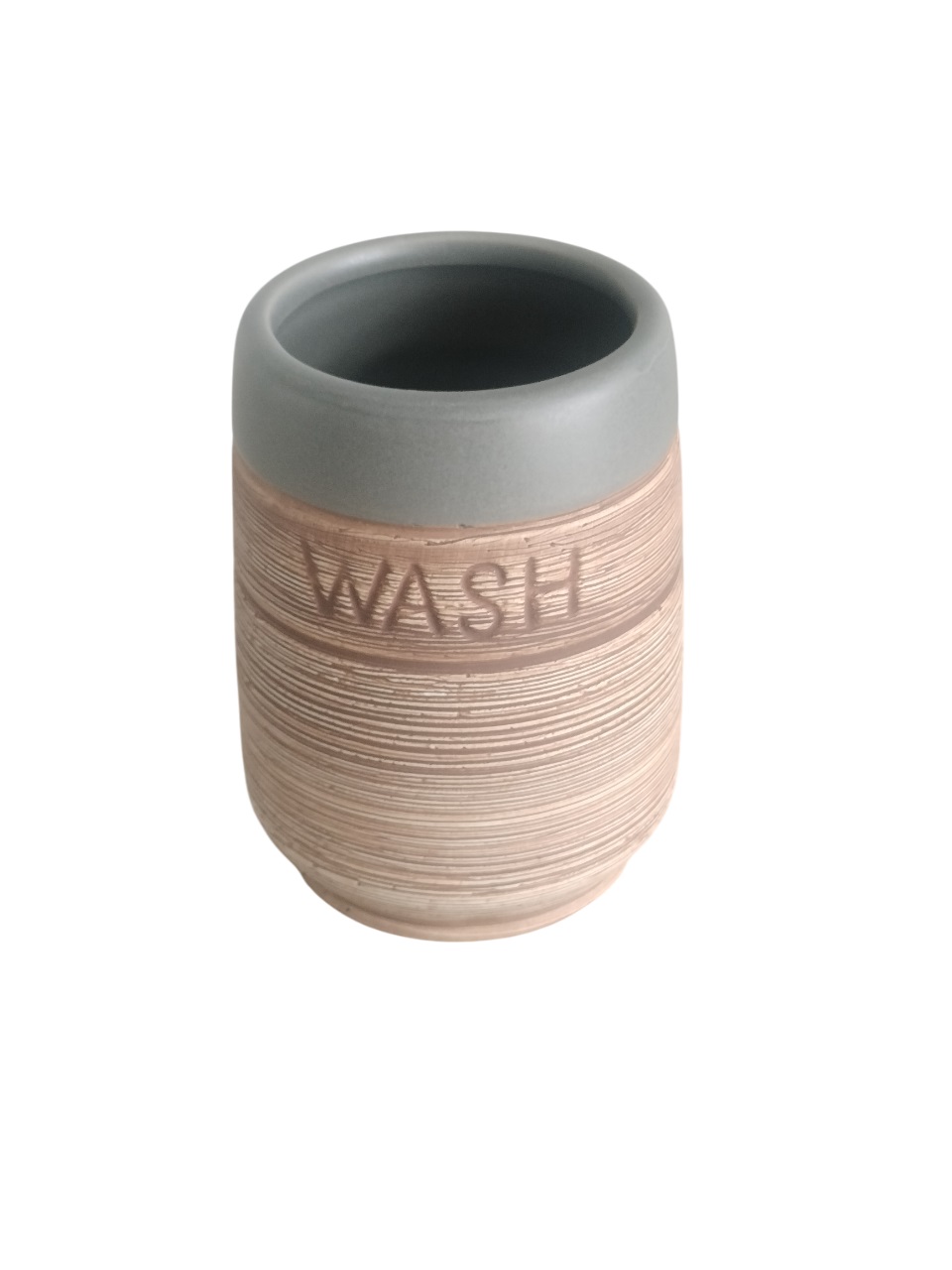 Ceramic Bathroom Accessory Set - Grey and Brown - Set of 4 - Image 6