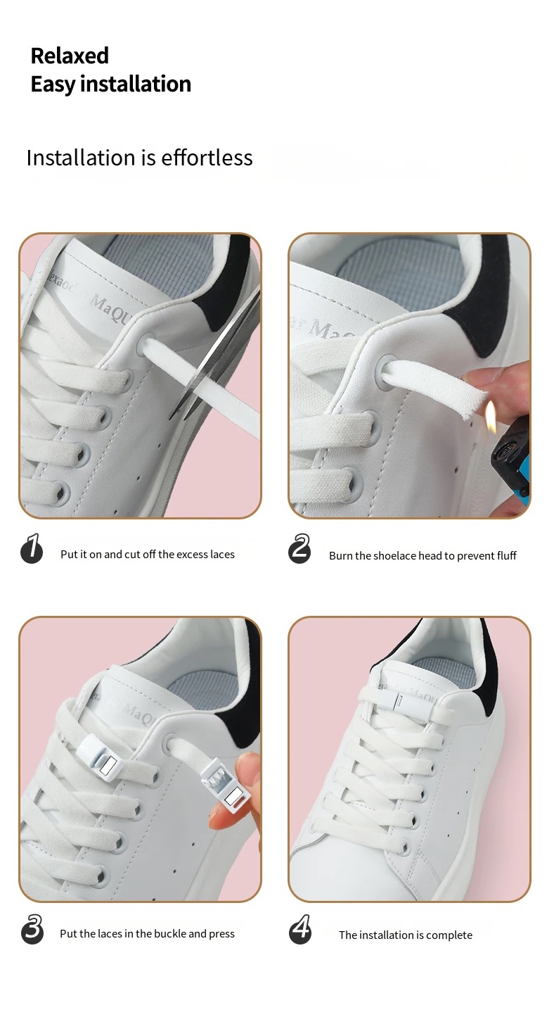 No Tie Magnetic Shoelaces - White & Black - Image 4