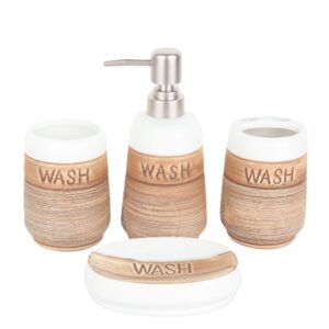 Ceramic Bathroom Accessory Set - 4 Piece