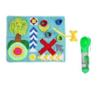 Interactive Pet Snuffle Mat with Multifunction Travel Bottle